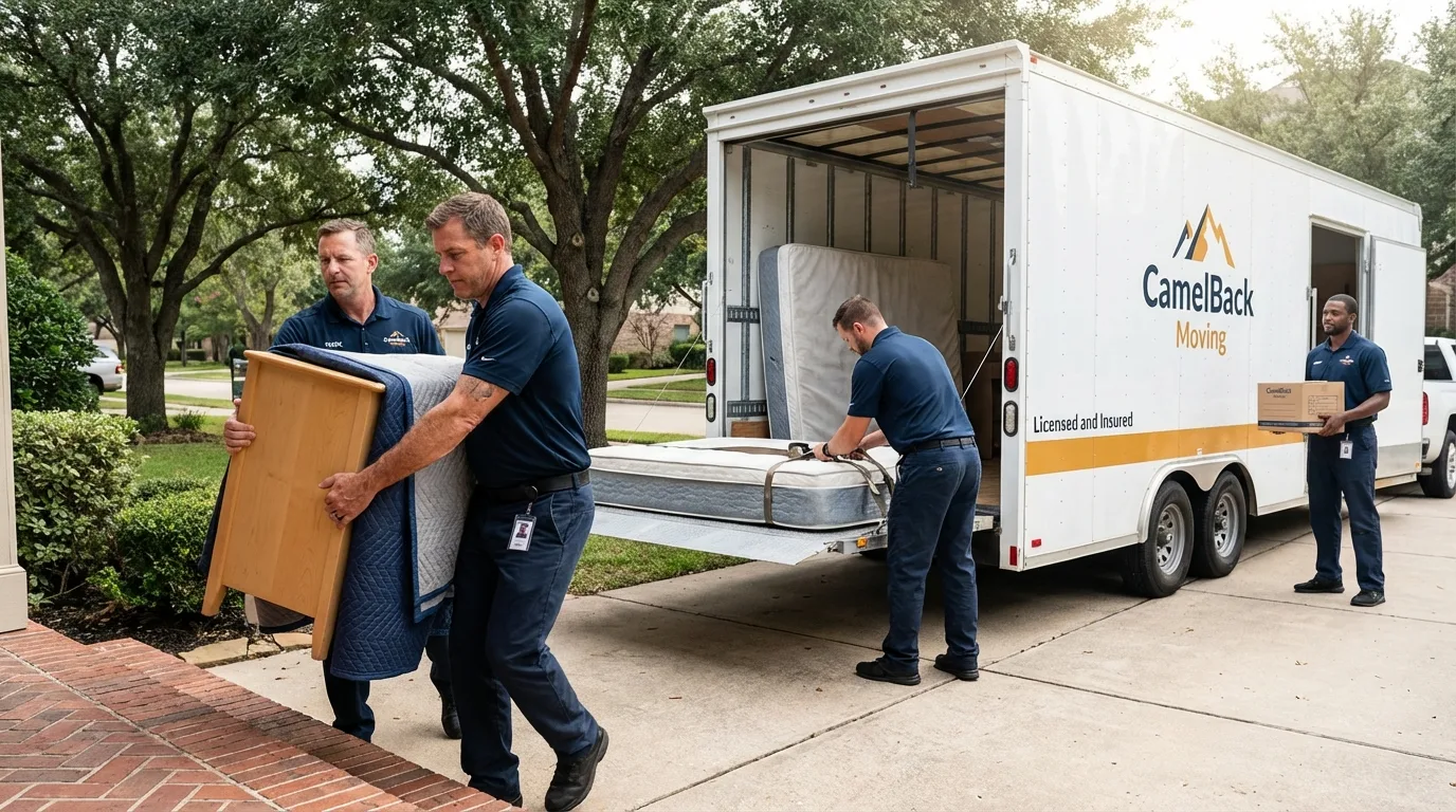 Crew loading residential truck for cross-state move from Middletown, OH