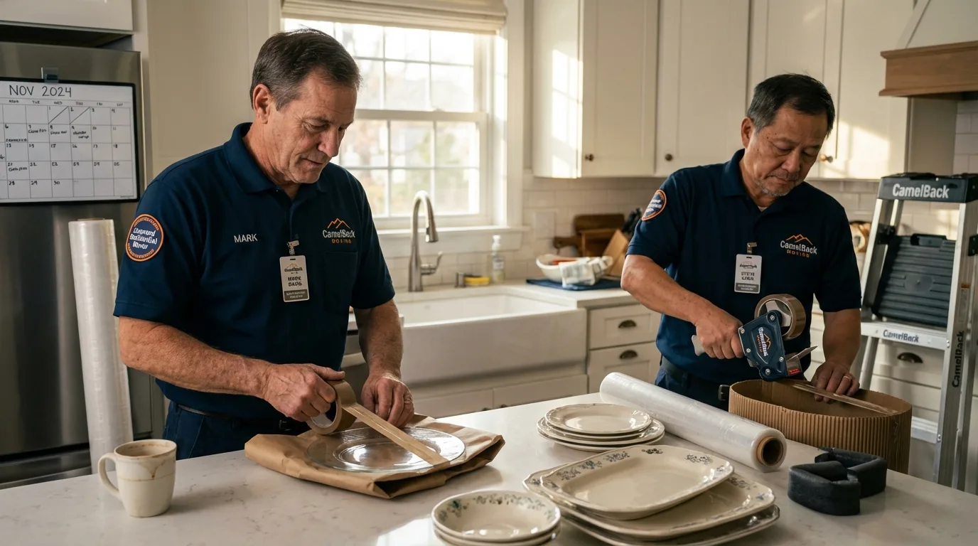 Professional crew packing kitchen dishware in Middletown, OH
